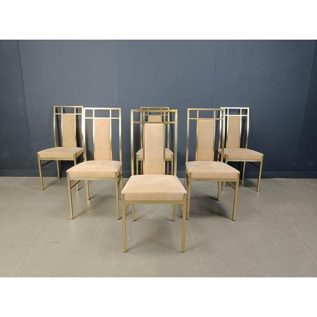 Vintage Brass Dining Chairs from Belgochrom, 1970s, Set of 6 For Sale - Image 11 of 13