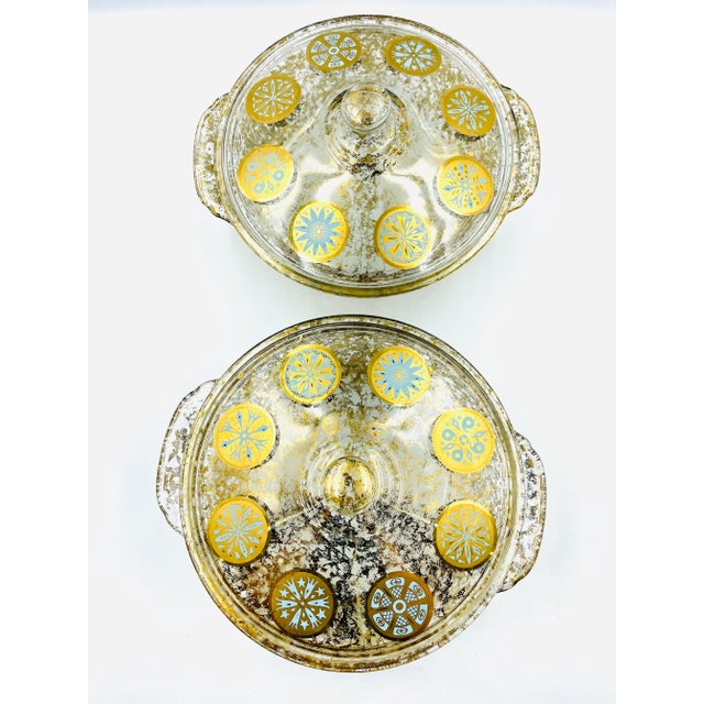 Georges Briard Mid 20th Century Gold Leaf Georges Briard Attributed Pair of Serving Bowls/Casseroles For Sale - Image 4 of 12