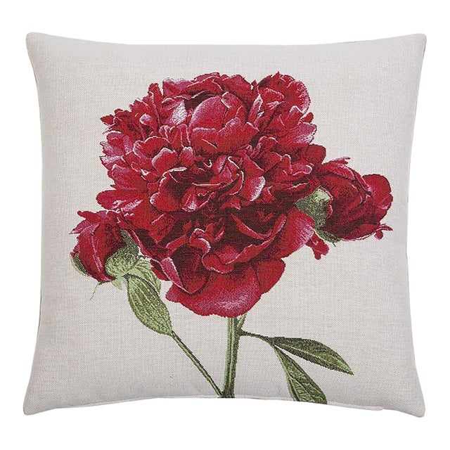 Geranium White Tapestry Cushion With Feather Filler - 46x46cm (18"x18") For Sale