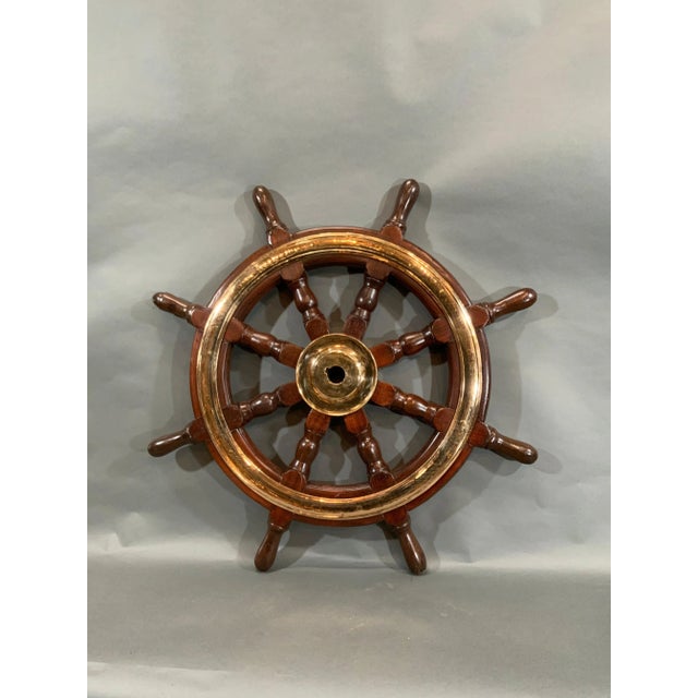 1920s Eight Spoke Ships Wheel with Solid Brass For Sale - Image 5 of 7