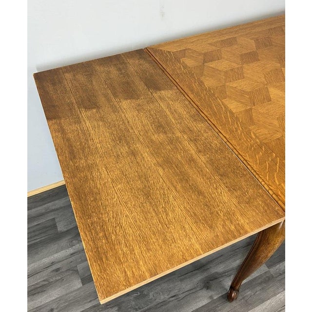 Vintage French Louis XVI Carved Oak Extendable Dining Table For Sale - Image 9 of 12