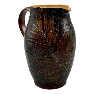 Antique Natural Foliage Stoneware Ale Pitcher Vase from Royal Doulton Lambeth, 1902 For Sale