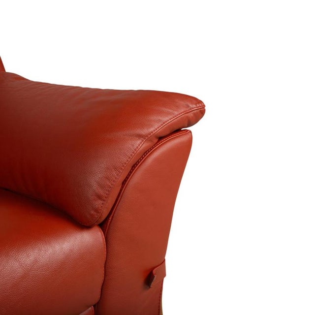 Two-Seater Leather Red Sofa Couch by Natuzzi For Sale - Image 4 of 9