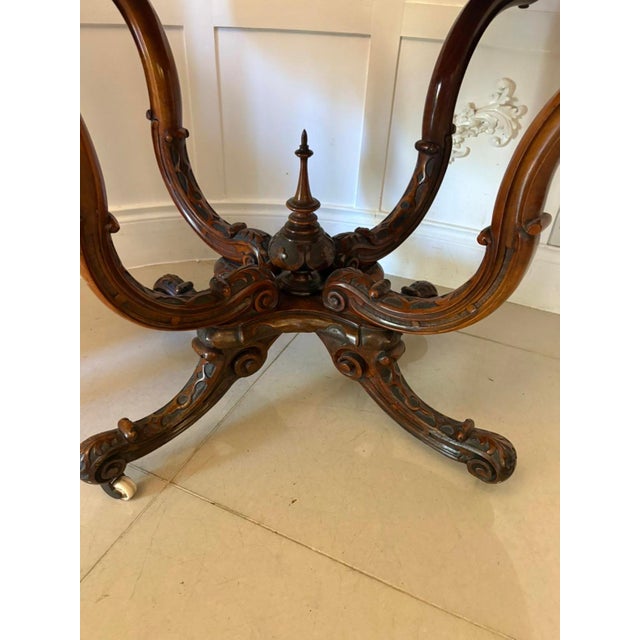 Antique Victorian Carved Burr Walnut Centre Table, 1850 For Sale - Image 9 of 14