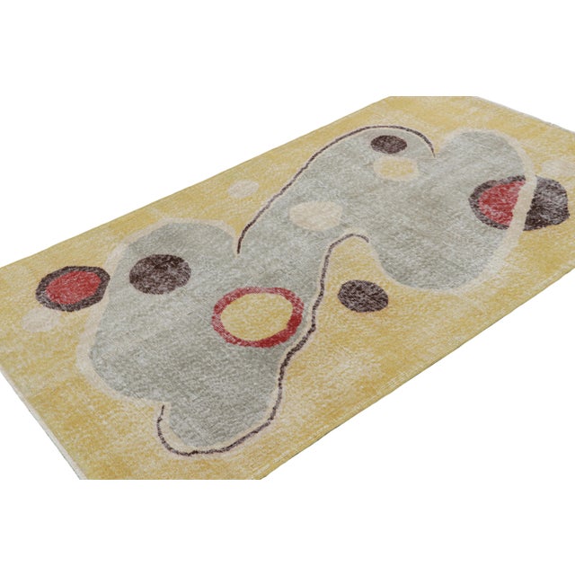 This 4x7 Vintage Art Deco rug is believed to be a rare work from mid-century artist Zeki Müren. Hand-knotted in wool circa...