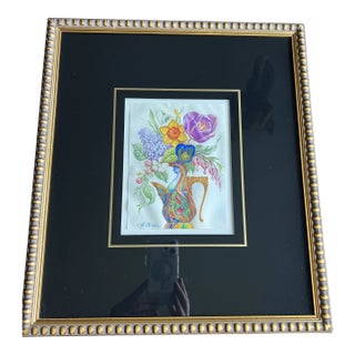 Framed Origianl Ann Nichols Fantasy Water Color Still Life For Sale