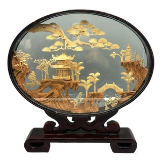 Asian Diorama Cork Behind Glass, 1890s For Sale