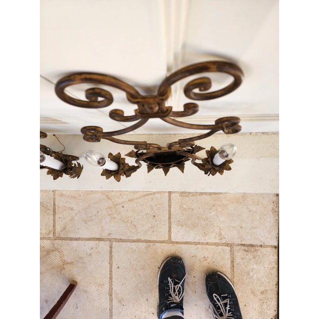 2000 - 2009 Pair of Gilt Iron Wall Sconces For Sale - Image 5 of 12