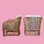 1970s Pair of Vintage Fretwork Burnt Bamboo Upholstered Club Chairs For Sale - Image 5 of 5