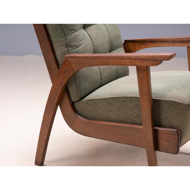 Vintage Lounge Chairs with Wooden Frames and Green Upholstery, 1950s, Set of 2 For Sale - Image 4 of 9