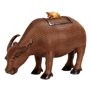 Vintage Chinese Wicker Horned Animal From the Shanghai Collection