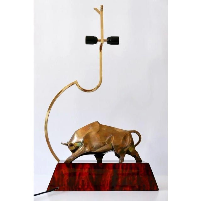 Large Italian Modernist Brass Bull Light Object or Table Lamp by D. Delo, 1970s For Sale - Image 13 of 18