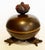 Fantastic hand crafted brass container held afoot by three turtles and capped with an urchin encrusted with agate...