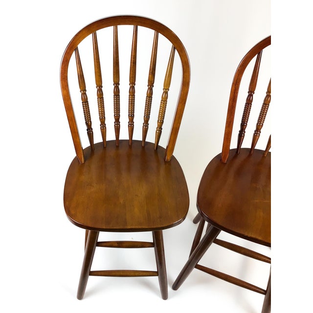 Ethan Allen Windsor Style Wood Bar Stools a Pair For Sale - Image 4 of 13