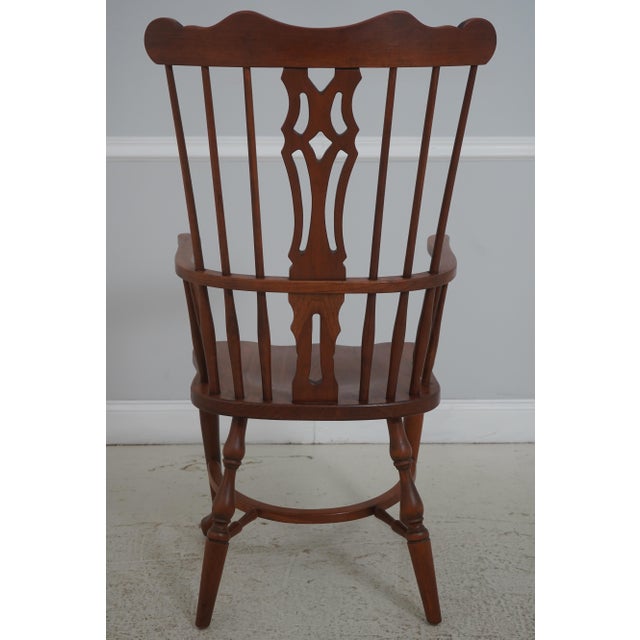 Set of 6 Solid Cherry Brace Back Windsor Chairs For Sale - Image 4 of 18