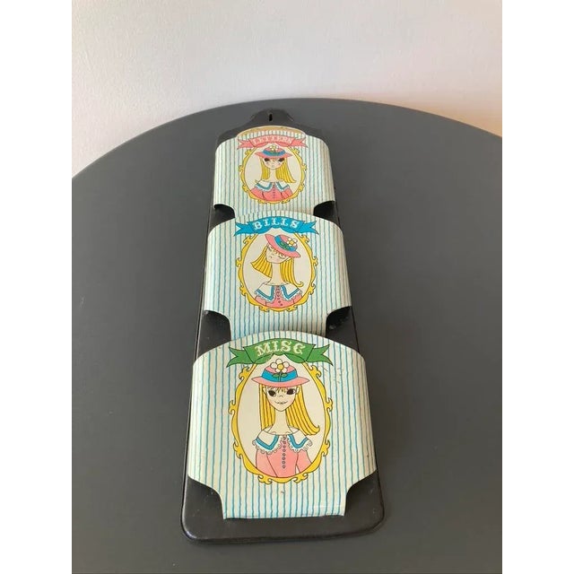 Yellow Vintage Mail Organizer Letter Holder Nippon Design, Ca. Mid 20th Century For Sale - Image 8 of 12