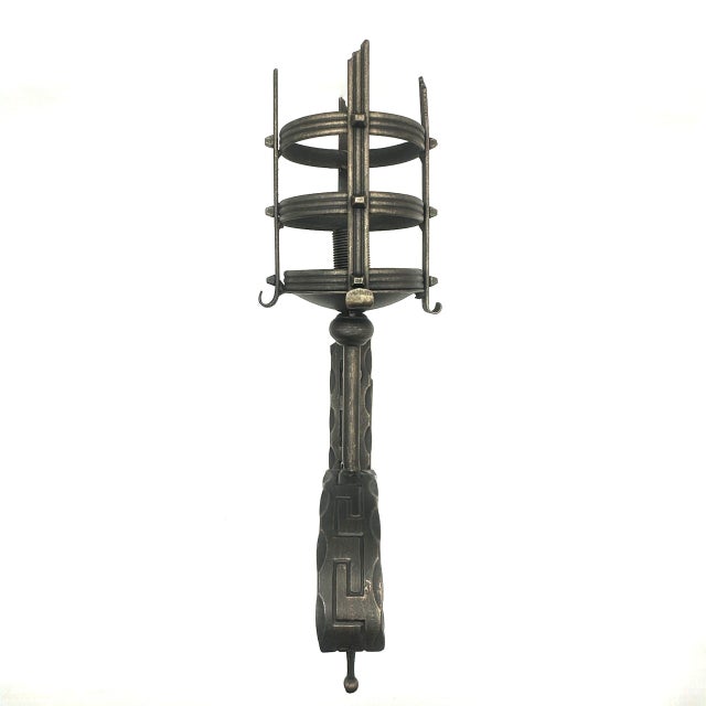 Hand-Forged Wrought Iron Wall Sconce Body (Gold Patina Twist Stem) Classical Architectural Fixture For Sale - Image 4 of 4