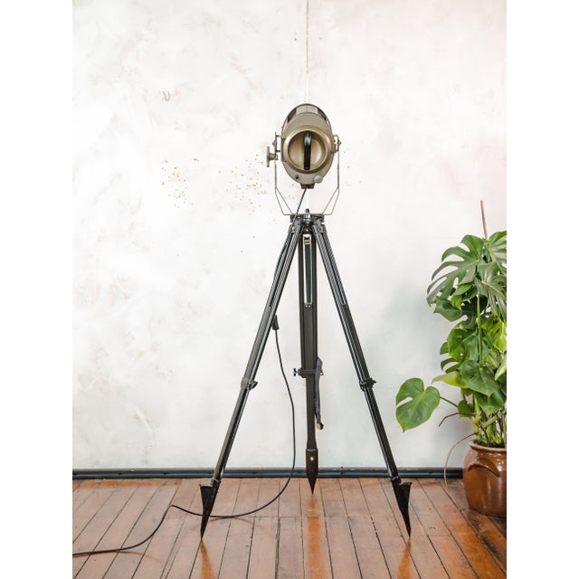 Industrial Industrial Tripod Theater Spotlight Floor Lamp from ADB Belgium, 1960s For Sale - Image 3 of 18