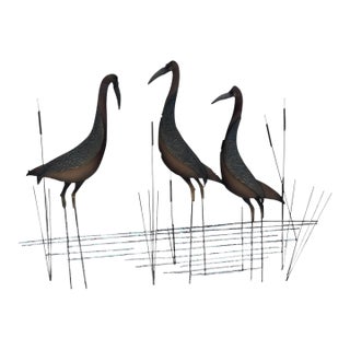 Signed Curtis Jeré 1995 Three Crane Marsh Sculpture by Artisan House For Sale