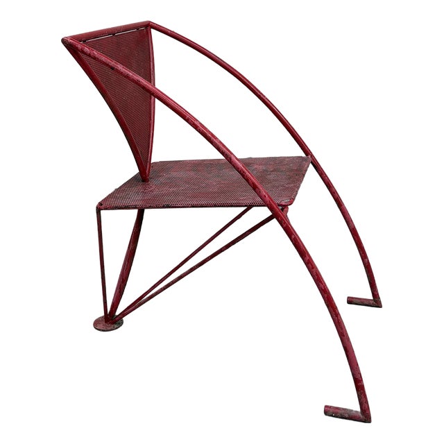 Red Metal Lounge Chair, 1950s For Sale