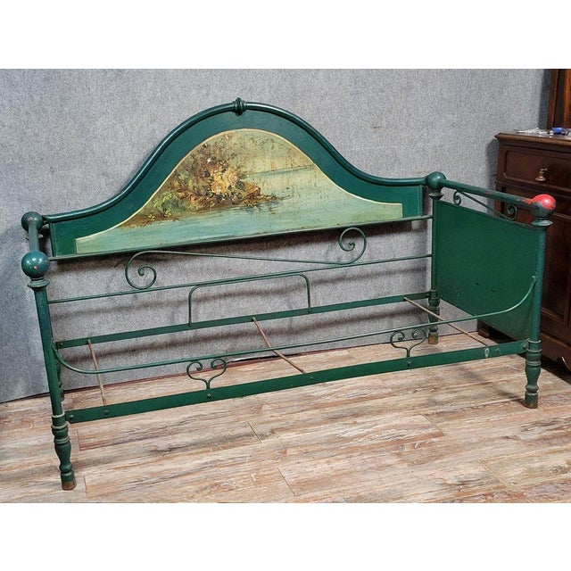 Napoleon III Venetian Day Bench in Cast Iron and Lacquered Sheet Metal For Sale - Image 3 of 8