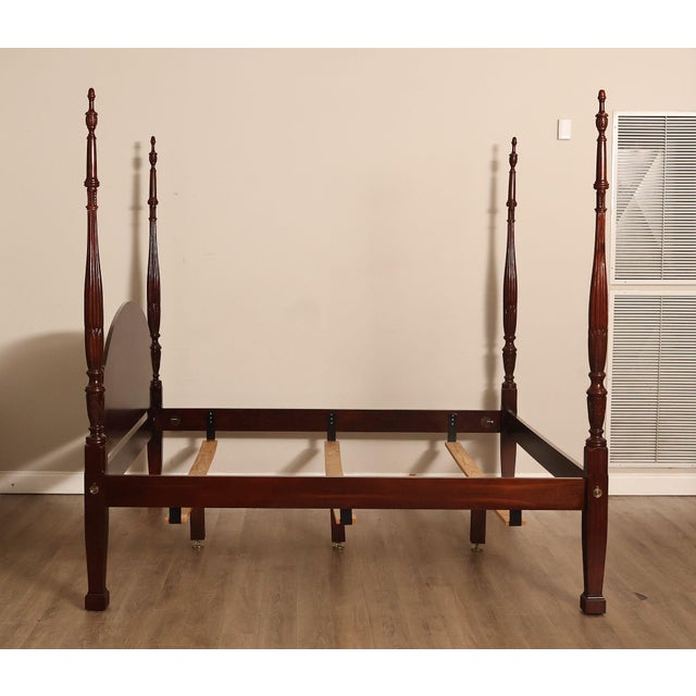 Craftique Mebane Rice Traditional Mahogany King Four Poster Bed For Sale - Image 17 of 18