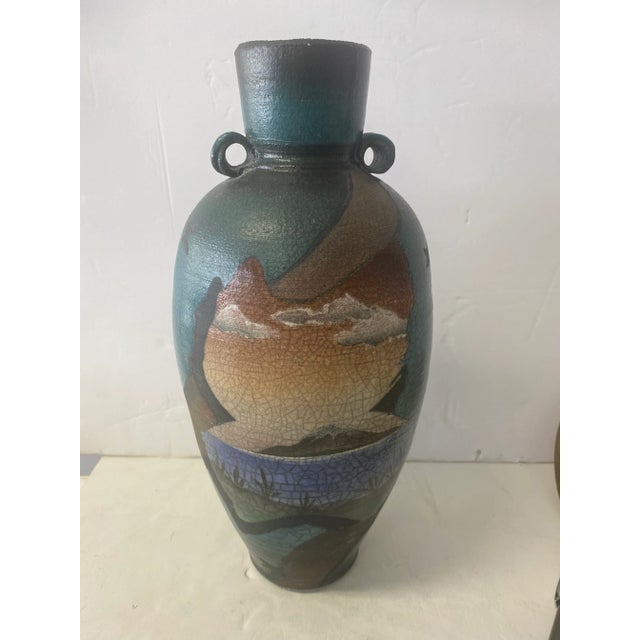 1980s Signed Ken Jensen Raku Style Ceramic Vase For Sale - Image 10 of 10