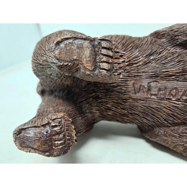Vintage Hand Carved Wood Grizzly Bear - Signed W. Choate - 9" X 4.5" X 4" For Sale - Image 16 of 18