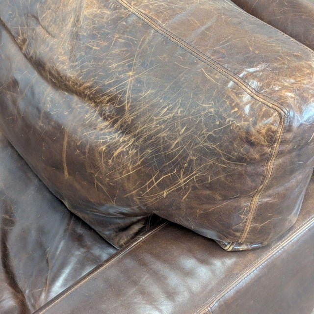 Brown Restoration Hardware Maxwell 3-Seat Brown Leather Sofa For Sale - Image 8 of 9
