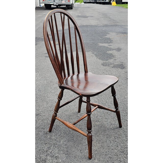 Early 20th Century Early 20th Century S. Bent & Bros Oak Brace Back Windsor Chair For Sale - Image 5 of 9