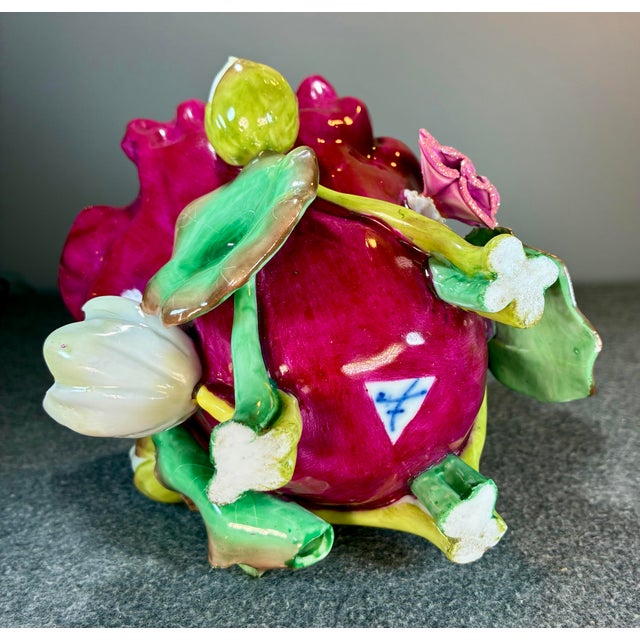 Ceramic Majolica Fruit & Flower Themed Planter Bowl For Sale - Image 7 of 7