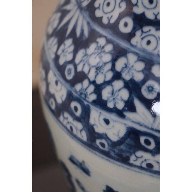 Blue Vintage Chinese Willow Blue & White Porcelain Vase Lamp For Sale - Image 8 of 13