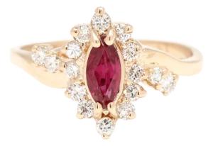 .82ct Ruby & Diamond Marquise Cocktail Ring, 14k Yellow Gold, Ring Size 7.5