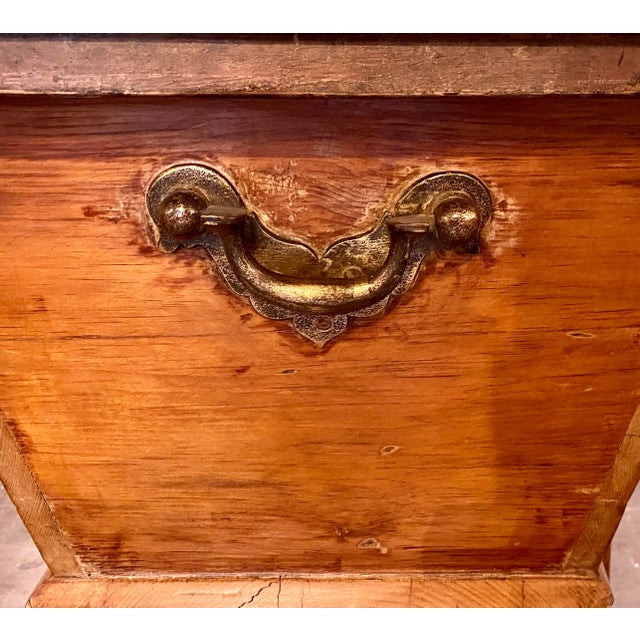 Antique Pine Dough Proofing Box / Table With Brass Hardware From England - Circa 1890 For Sale - Image 4 of 8