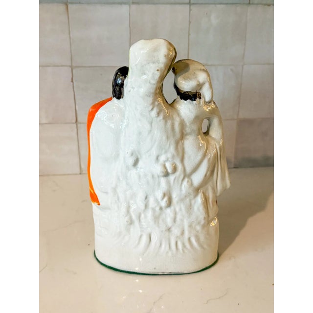 English Antique English Staffordshire Spill Vase Decorated With a Scottish Man and Woman, Circa 1860 For Sale - Image 3 of 9