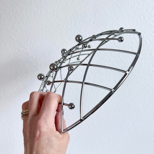 Mid Century Modern Grid Eames Dots Sputnik Retro Metal Fruit Bowl MCM Vintage For Sale - Image 9 of 9