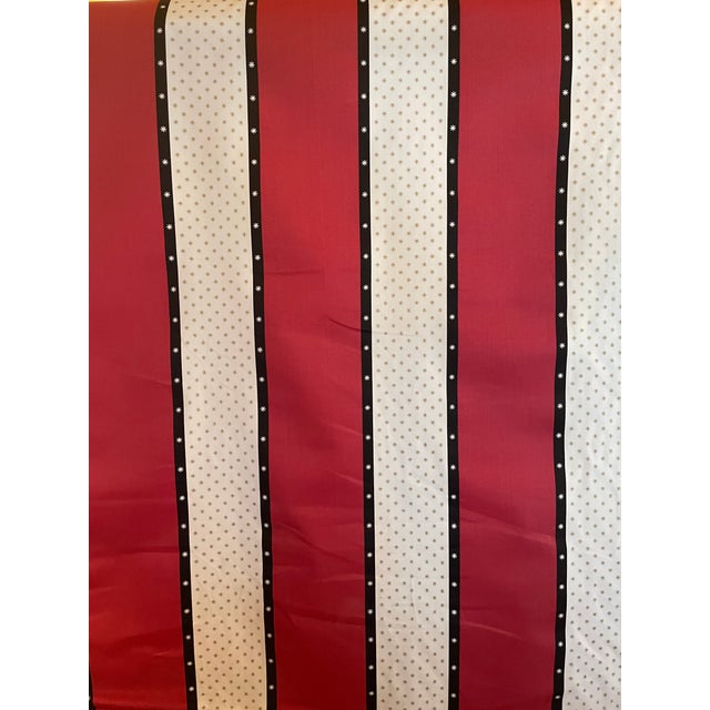 Vintage Celia Birtwell Upholstery Weight Cotton Fabric Stars and Stripes in Red, White, Black