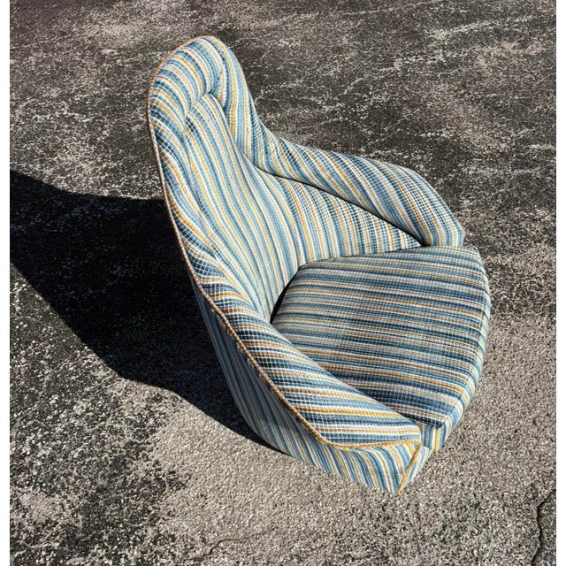 Blue Restored Mid Century Adrian Pearsall Swivel Club Chair For Sale - Image 8 of 12