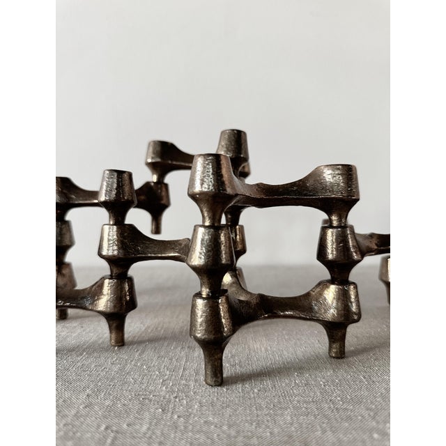 Modular Bonze Candleholder by Michael Harjes, 1960s, Set of 10 For Sale - Image 6 of 8