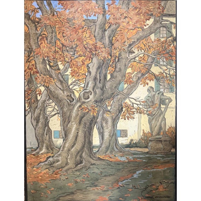 Heinrich Landgrebe, Fulda Castle Courtyard, Oil Painting on Canvas, in Very Good conditions. Designed 1890 to 1919 This...