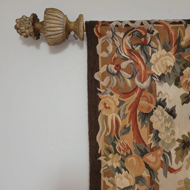 French Verdure-Style Aubusson Tapestry “Bird in Tree”, 50” X 60” For Sale - Image 10 of 11