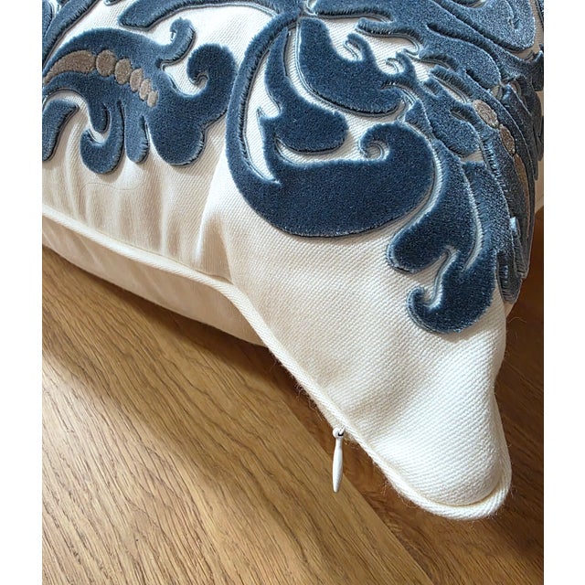 Traditional Holland & Sherry Embroidered Pillow With Appliqué For Sale - Image 3 of 6