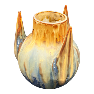 Polychrome Enameled Ceramic Vase With Points 1930 France