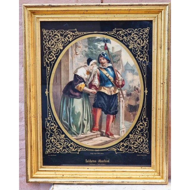 Gustav Bartsch, Figurative Scenes, Watercolor Lithographs, 1800s, Set of 4 For Sale - Image 6 of 11