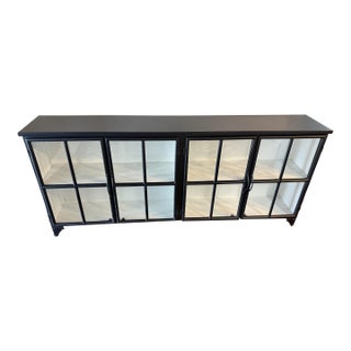 Contemporary Lulu and Georgia "Marjorie" Glass-Front Metal Curio Sideboard For Sale