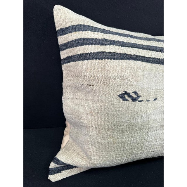 Turkish Hemp Pillow Cushion Natural Beige Black Pillow Cushion Cover 24x24 #30428 Enhance your home decor with our Kilim...