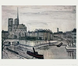 1961 Bernard Buffet 'Paris, La Cite' Neutral France Offset Lithograph