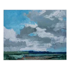 Southwest Desert Landscape With Dramatic Clouds – Oil Painting
