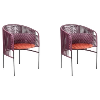 Set of Violet Orange Caribe Chic Dining Chairs by Sebastian Herkner For Sale
