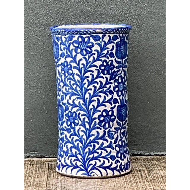 Ceramic Vintage Blue and White Ceramic Umbrella Stand For Sale - Image 7 of 12